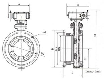 Stretch Type Turbine Driven Flanged Butterfly Valve Cast Steel Made
