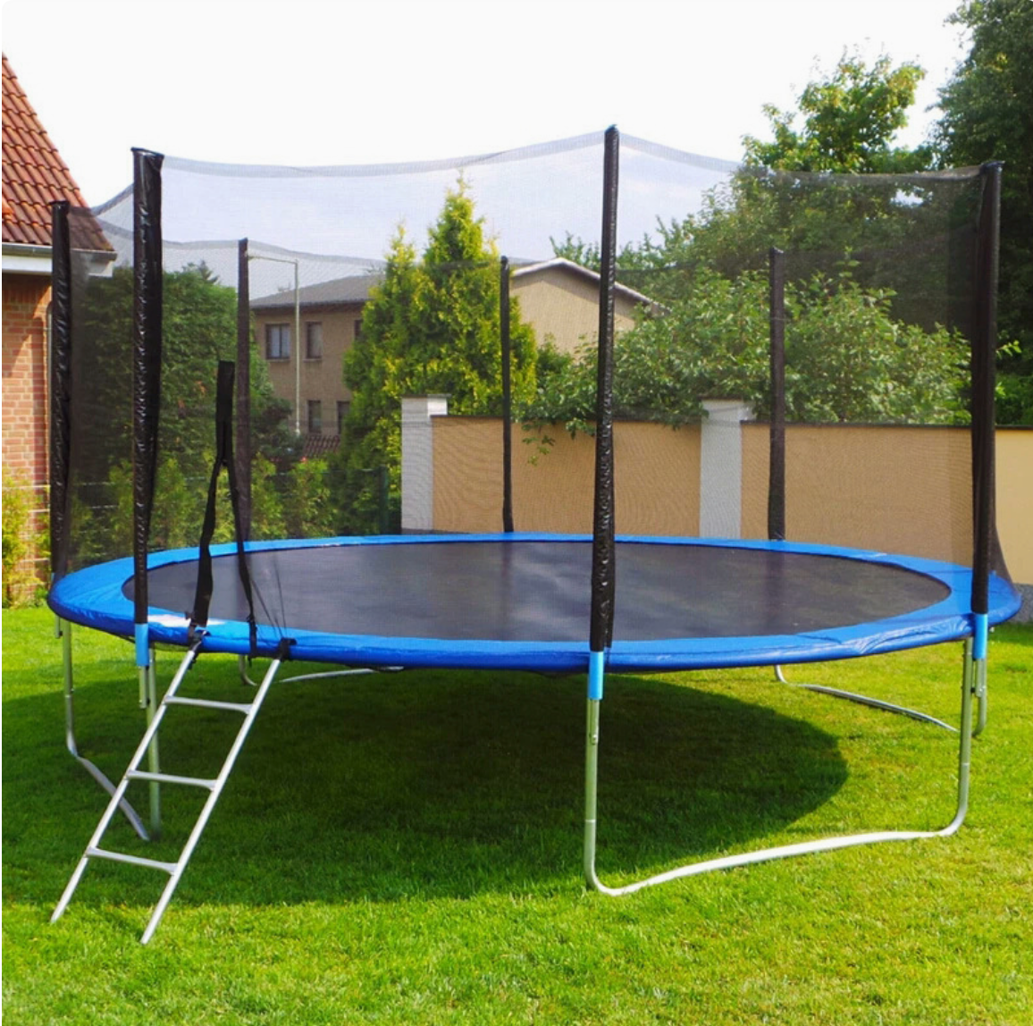 12FT Durable Outdoor Trampoline - Reinforced Springs & Safety Enclosure for Family Use