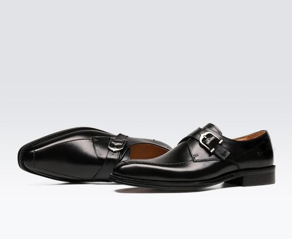 ODM Oxford Genuine Leather Dress Shoes / Luxury Mens Monk Strap Shoes With 3cm Heel