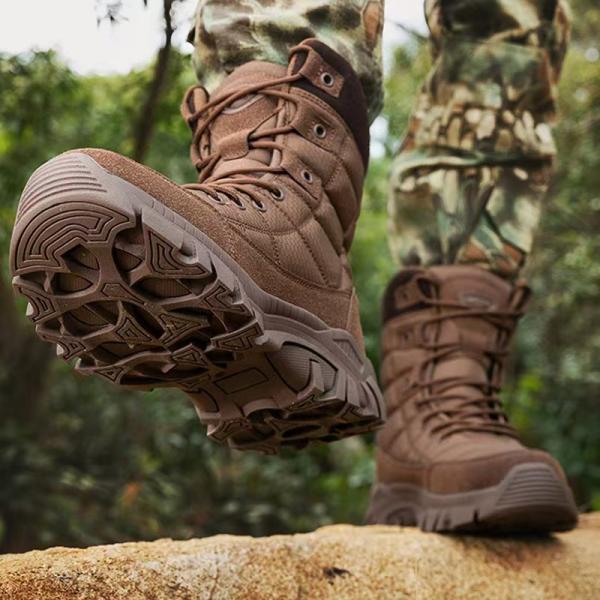 Brown Tactical Safety Shoes Comfortable Mens Desert Combat Boots