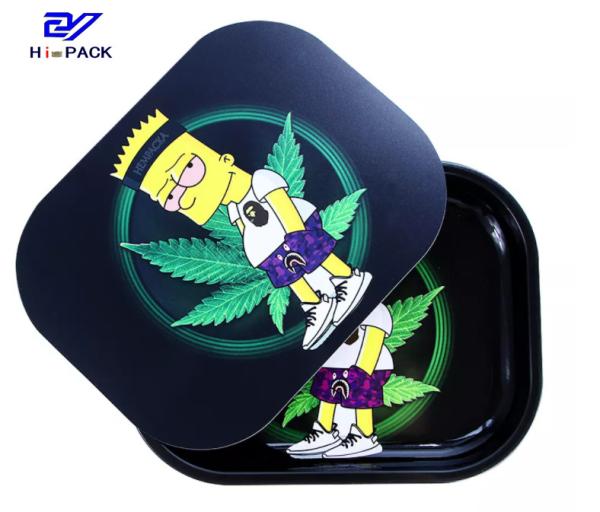 Customized Weed Rectangle Tin Box With Lid Custom Weed Packaging Can