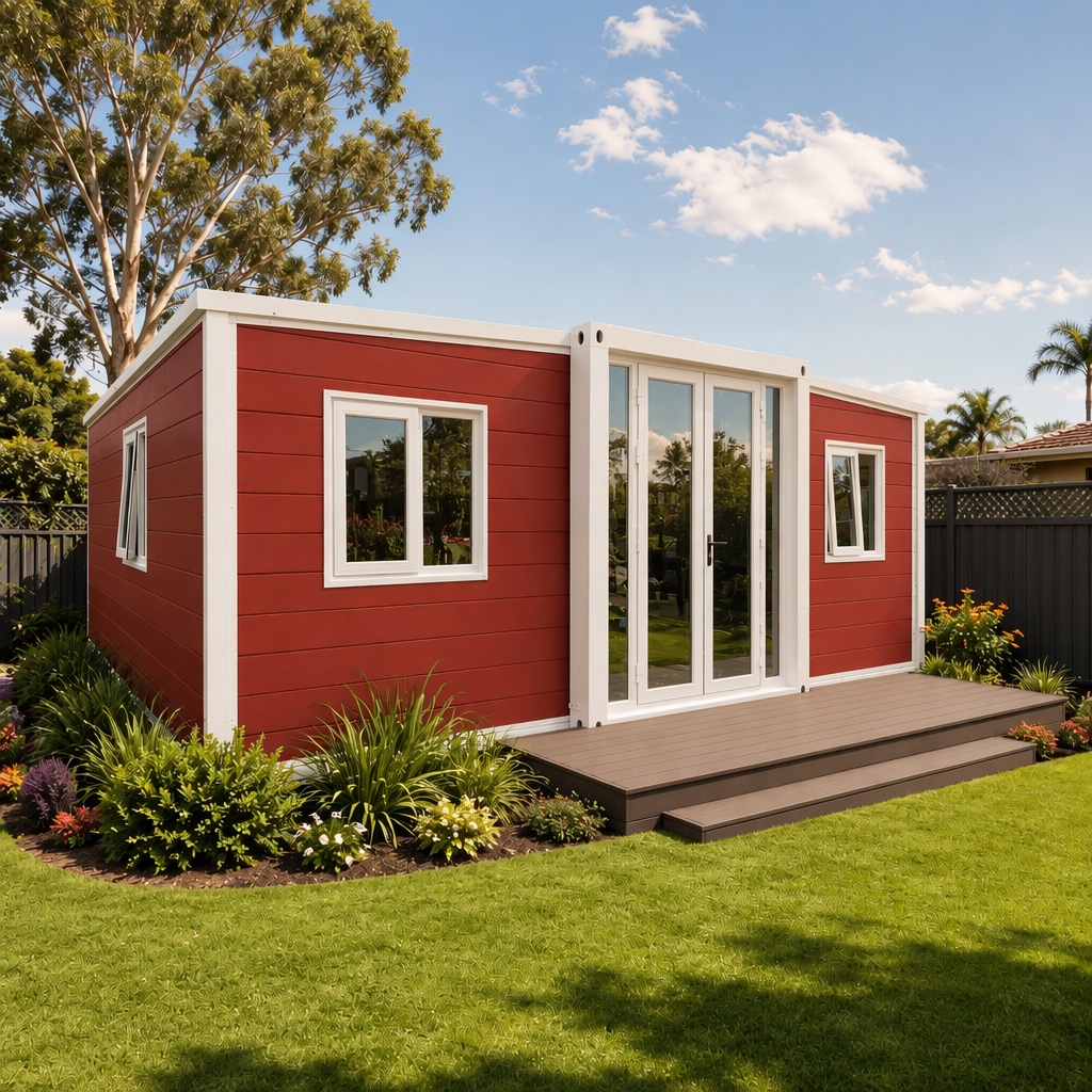 20ft Expandable Container House for Argentina Vineyards - Vibrant Crimson Edition