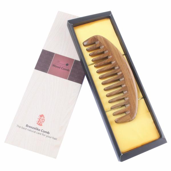 Natural Handmade Wooden Comb Anti Static Green Sandalwood  Comb