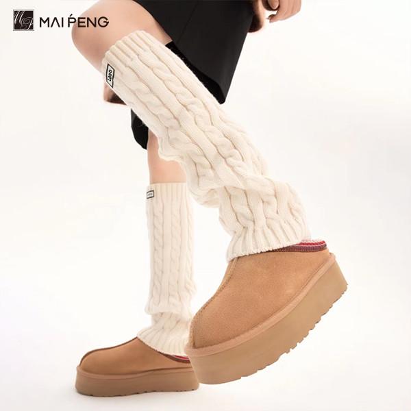Étiquettes tissées pour femmes chauffants pour jambes d'hiver