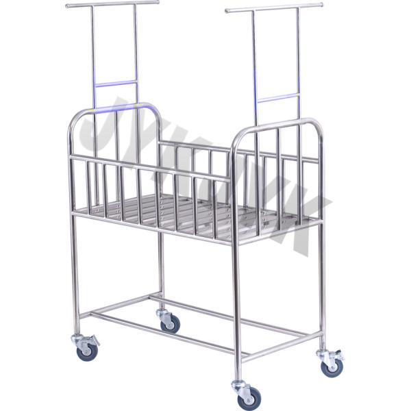 304SUS Hôpital berceau bébé berceau bébé lit chariot de lit panier avec quatre rouleaux