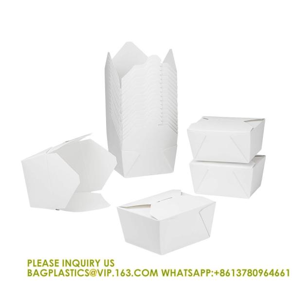 110 oz Paper Take Out Containers White Lunch Meal Food Boxes #1, Disposable Storage To Go Packaging