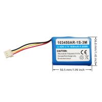 3.7V 1800mAh Batterie au lithium-ion 103450AR-1S-3M à usage industriel