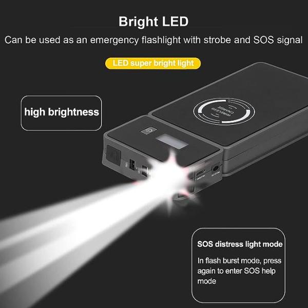 20000mAh Pocket Size Battery Jump Starter Multifunction Wireless Charging