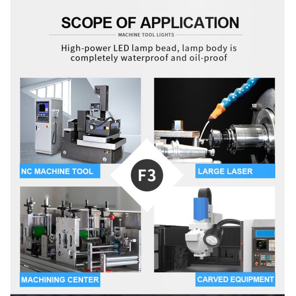 Luz de trabajo LED de cuello de cisne impermeable AC 220V Fácil instalación para máquina CNC