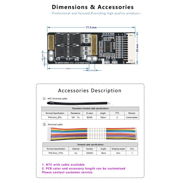 Enerkey 3S 4S 12V 80A 9S 10S 36V Li-ion BMS with NTC 5S 6S 7S 24V for 3.7V Power Battery 18650 3.2V Lifepo4 8S 24V E-bike BMS