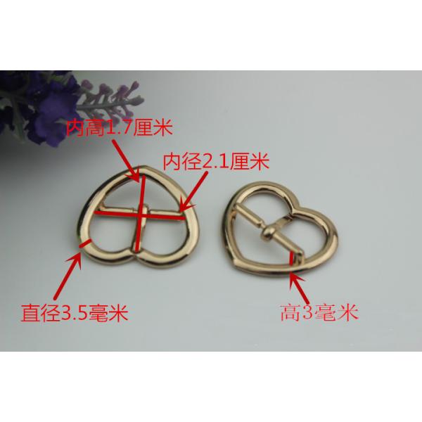 China supplier wholesale light gold 21 mm heart shape metal pin belt buckle for leather handbags