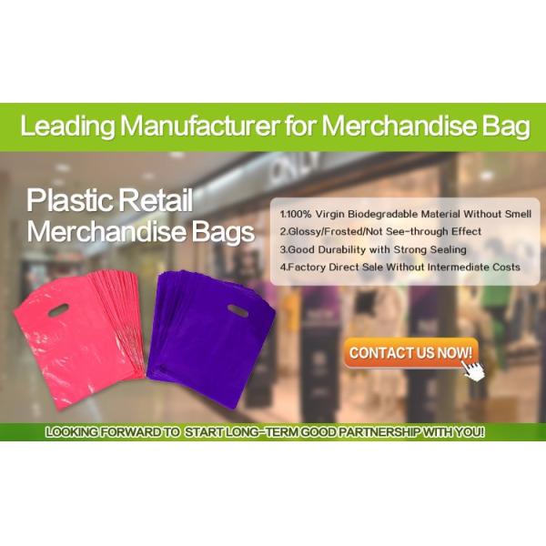 Compostable bio eco Merchandise Bag With Die Cut Handles Tear Resistant Strength | Perfect For Trade Shows, Retail