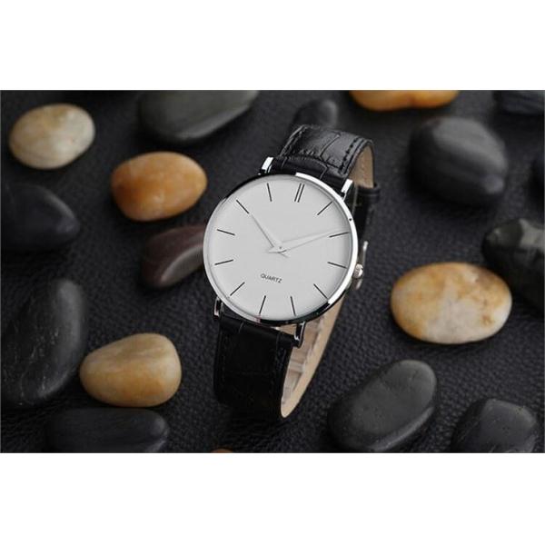 Leather Strap Mens Digital Watch Alloy Case Glass Mirror 30m Waterproof