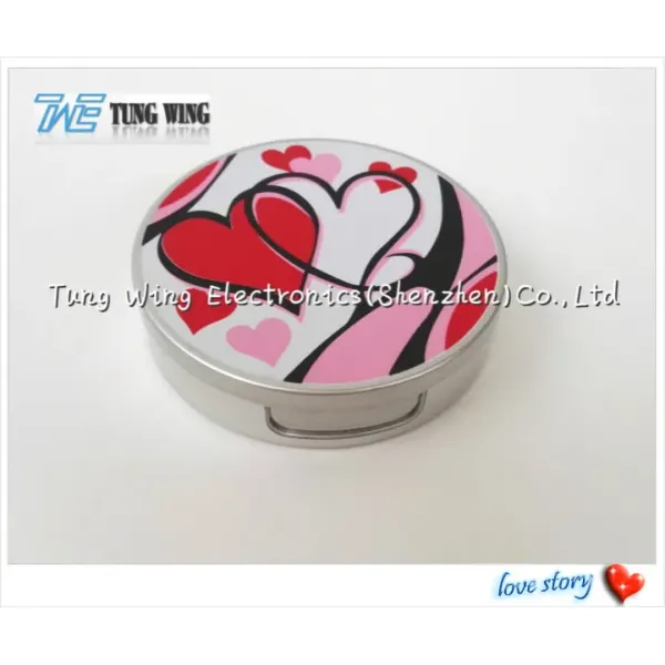 Custom Music Double Sided Pocket Make-up Mirror with CE & ROHS Certification for Promotional Gifts