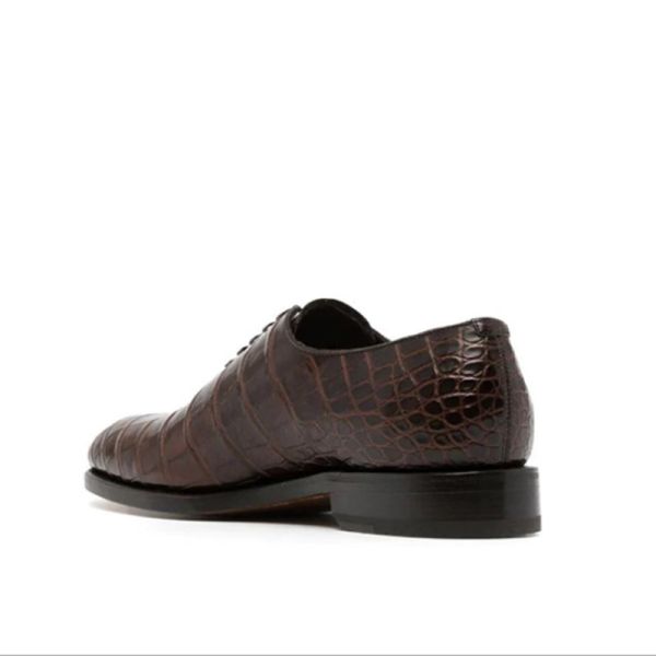 Genuine Leather Men Shoes Short-snout Crocodile Leather Classic Oxford Formal Sapatos