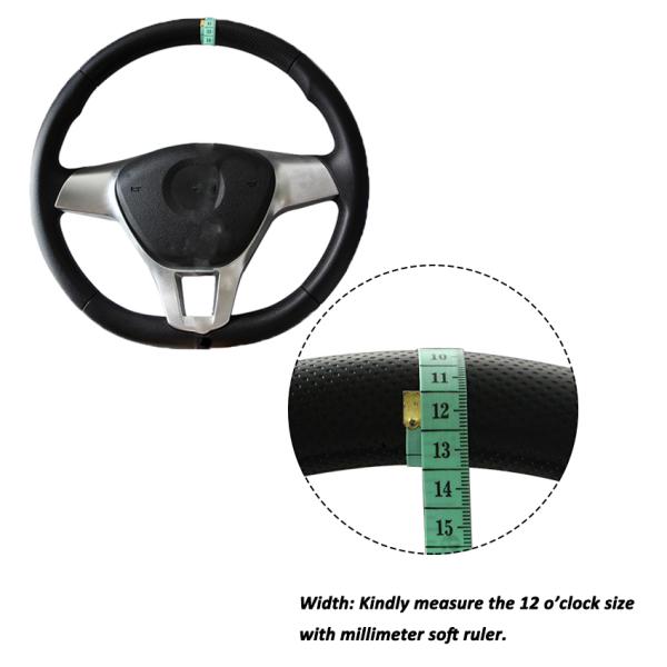 Car Accessory Black Leather Custom Hand Sewing Steering Wheel Cover Wrap For Renault Clio 2 Twingo 2 Logan 1 Sandero 1 2001-2004