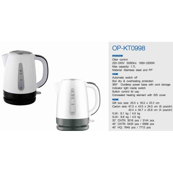 Auto Shut-off Electric Water Kettle with Fast Heating Speed and Electric Power Source