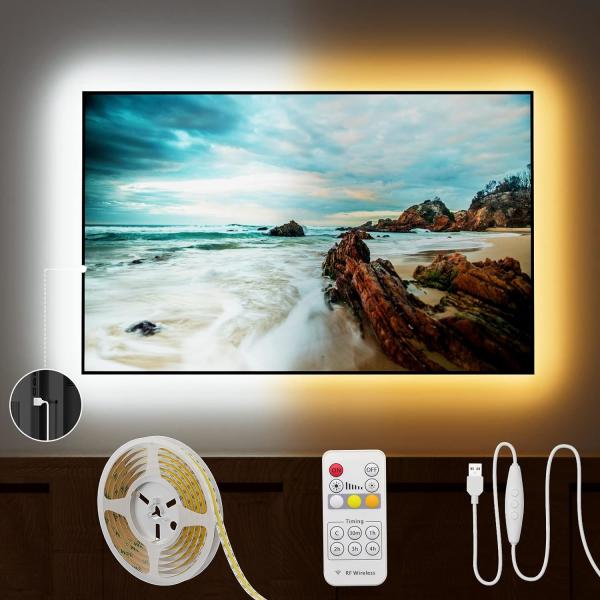 COB LED Strip Light CCT Tunable 560LEDs CRI90 2m Dimmable 2700K-6500K 24V LED Tape Lights Kit For Under Cabinet Bedroom
