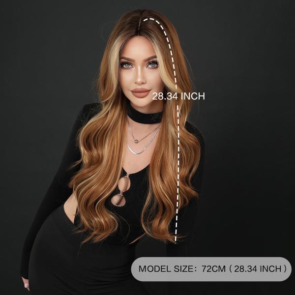 Fashion Long Body Wave Highlighted Hair Blonde Synthetic Wigs For Women