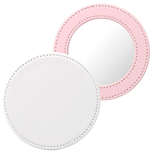 Portable Round Anti Drop Sublimation Leather Wrapped Makeup Mirror Personalized Printing Colored Images And Logos