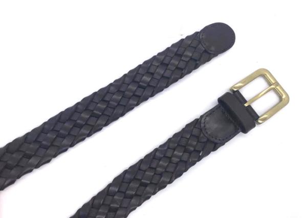 Braided 35mm Mens Casual Leather Belt With Solid Buckle