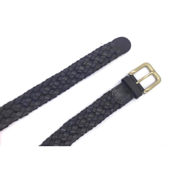 Men 's Full Grain Braided Cowhide Leather Belt with Solid Brass Buckle 1-3/8” Wide
