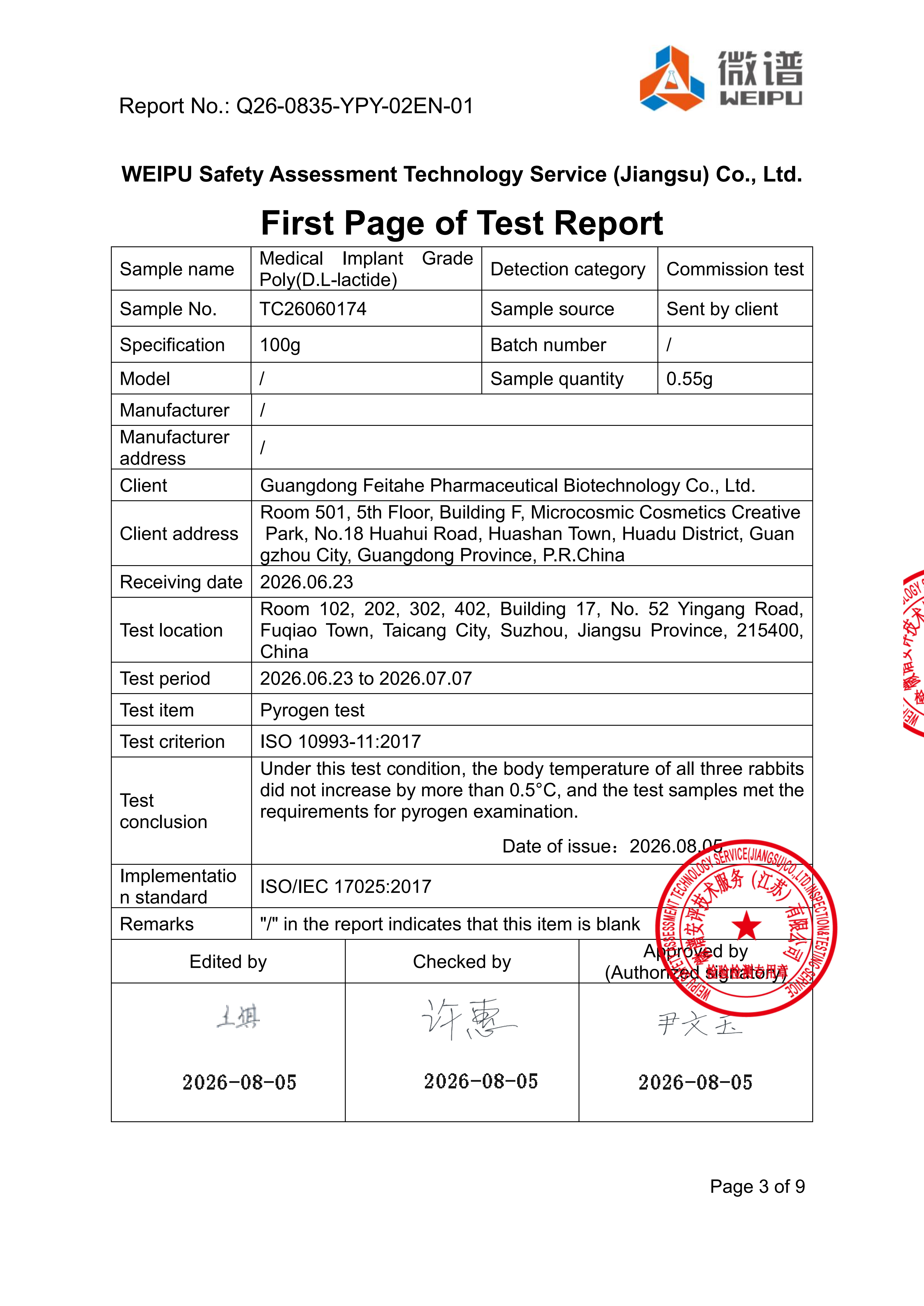 Guangdong Fitakh Pharmaceutical Biotechnology Co., Ltd. Certifications