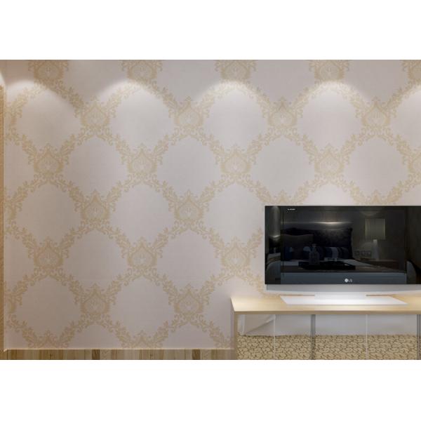 Classical Damask European Style Wallpaper Washable for Household , Beige color