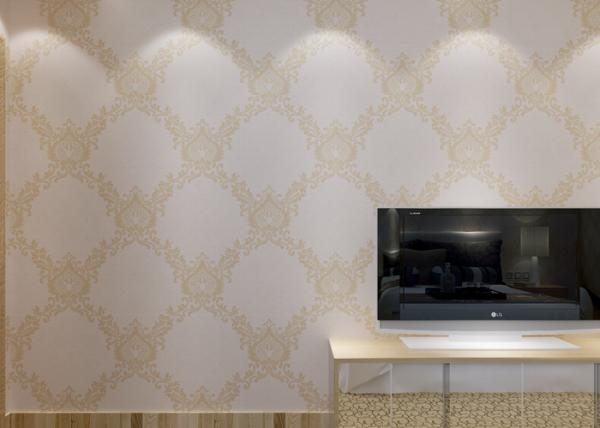 Classical Damask European Style Wallpaper Washable for Household , Beige color