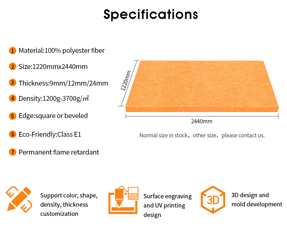 Gymnasium Polyester Fiber Acoustic Panel With Customization 3D Design