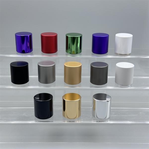 High End Cylinder Shaped Aluminum Metal Perfume Caps For Standard Fea 15 Bottle Necks