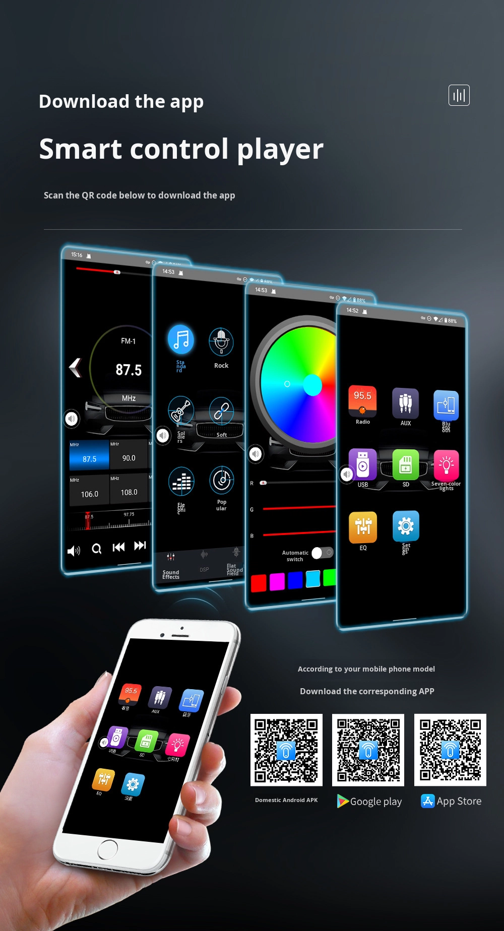 Creatall 12V Car MP3 Player with BT Wireless Hands-Free FM Radio Colorful Lights Audio System Modification New & Improved