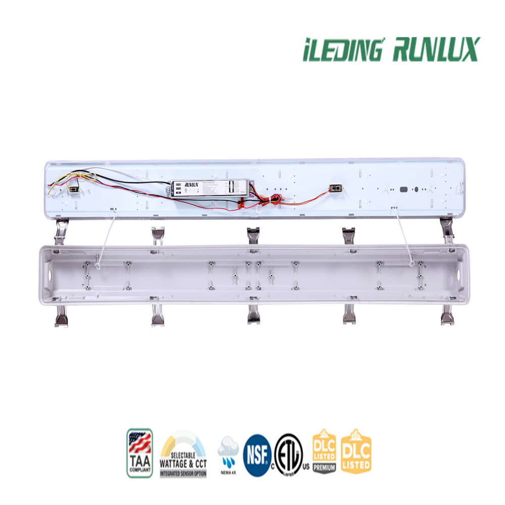 80CRI IP66 2FT 4FT 8FT LED Tri Proof Light With Switchable Color Temperature