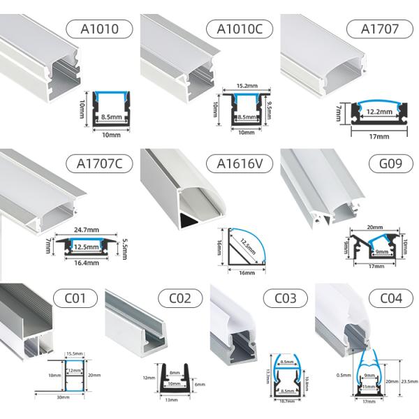 Profile de aluminio de 1m-3m 17x7mm para iluminación con LED