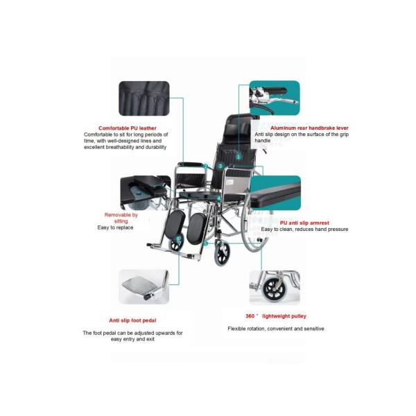 Black Lightweight Folding Manual Wheelchair for Comfortable Mobility