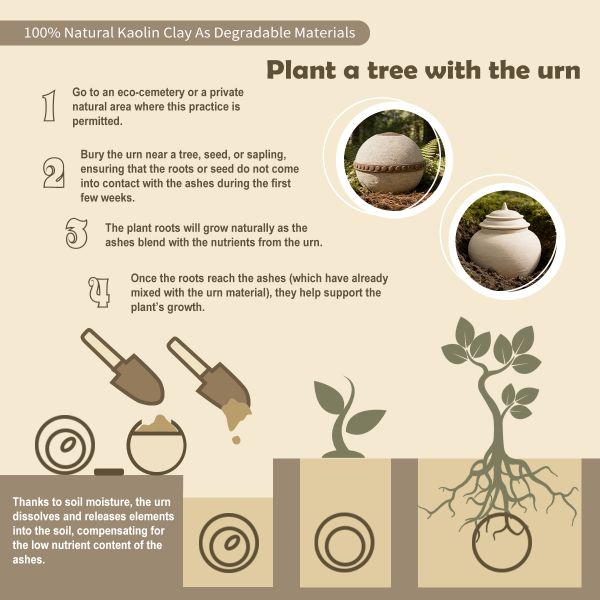 Custom Kaolin Clay Biodegradable Urns Environmentally Friendly With Butterfly Accent