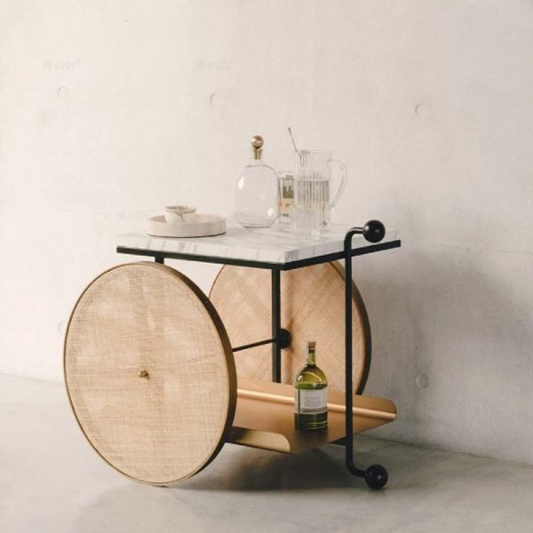 Home Bar Customized Iron Wood Trolley Metal Cart With Wheels Hotel Restaurant Banquet Wedding