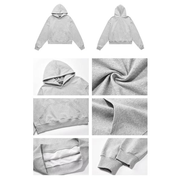 Men's Fleece Hoodie Cotton Heavy Weight Cropped Shoulder Boxy Tracksuits Hoodies For Men