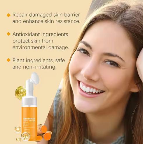 OEM Private Label Kojic Acid Clean and Clear Skin Brightening Foaming Face Wash Turmeric Foam Cleanser for Dark Spots Acne