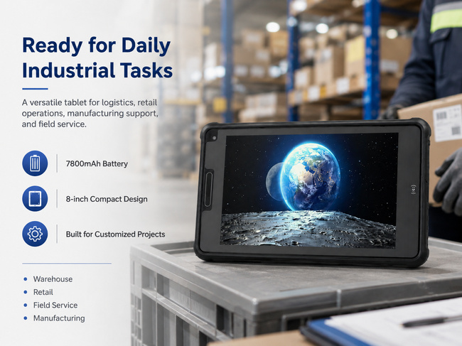 Android Rugged Tablet 8 Inch for Inventory Checks Stock Records and Mobile Data Entry