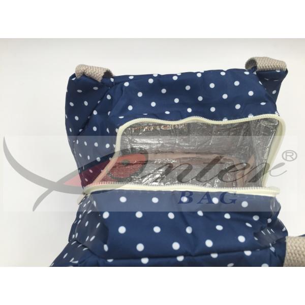 Blue 420D Polyester Travel Cooler Bag For Picnic Large Capacity 21.5*18*17 Cm