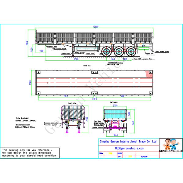 40ft контейнеров 80T падения стороны трейлер Semi с замками извива
