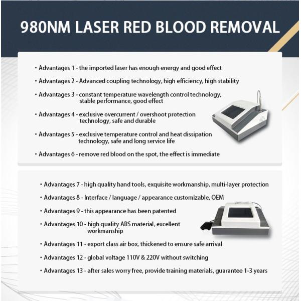 980nm Laser Vascular Removal Machine Spider Broken Capillary Vein Treatment
