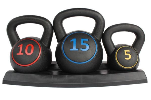 Unisex Workout Fitness Kettlebells 30LB PP Sand Filled Cement Body Solid Kettlebell Set