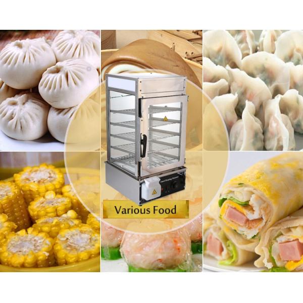 El vapor eléctrico de la exhibición de la comida del gabinete del vapor del vapor del bollo inoxidable roba color gris