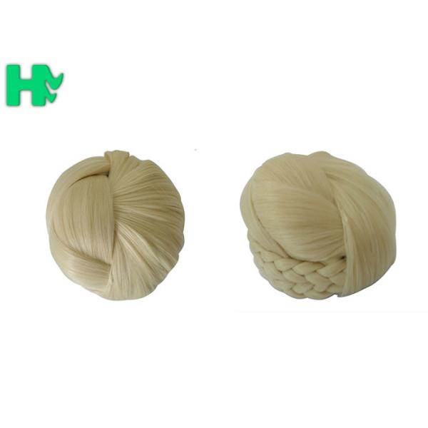 613# Golden Color Clip In Fake Hair Pieces Hand Braided Bun For White Women