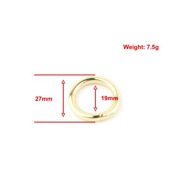 Fashion Style Purse Rings Hardware , 19mm Inner Size Metal O Rings For Handbags