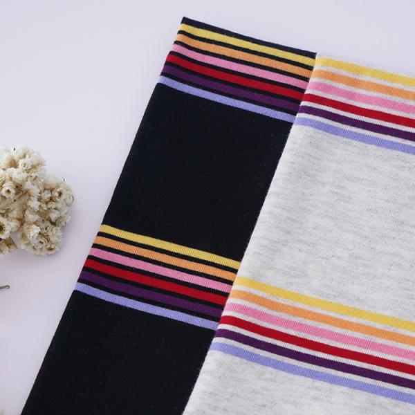 Tejido de material de algodón puro de rayas, resistente al desgaste y saludable para la piel para camisetas