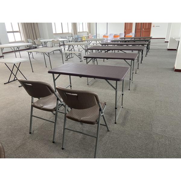 Plastic Folding Table Black 6ft Molded for Indoor Outdoor Banquet Picnic Iron Frame
