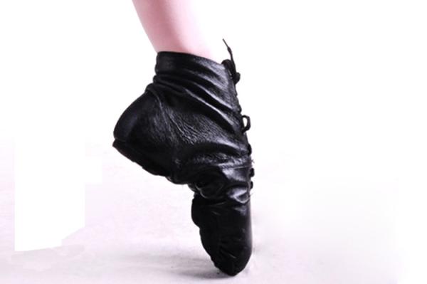 Adult and child pig leather black jazz dance boots